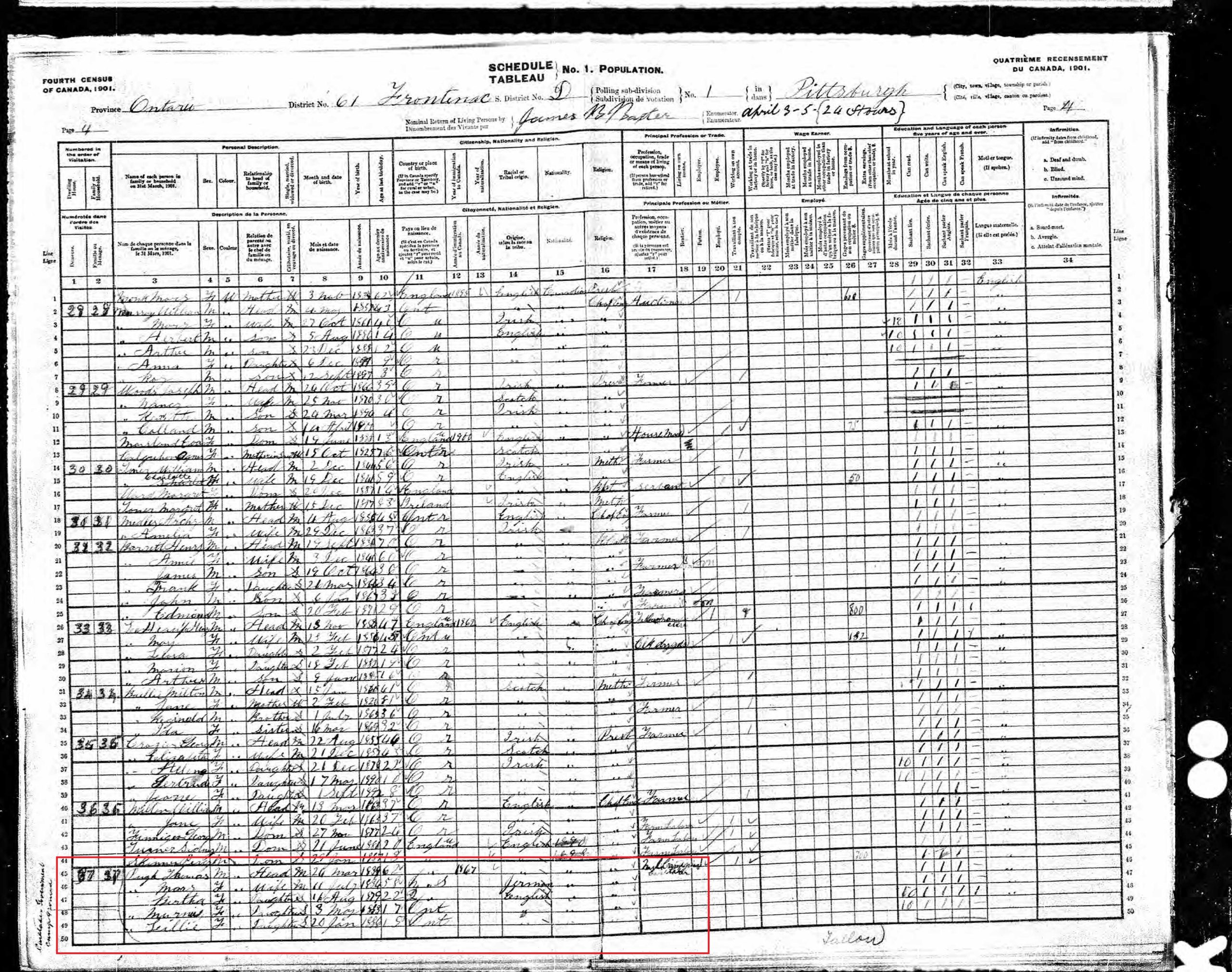 1901 Census Record Murney May Pugh 1901 Census Record Murney May Pugh