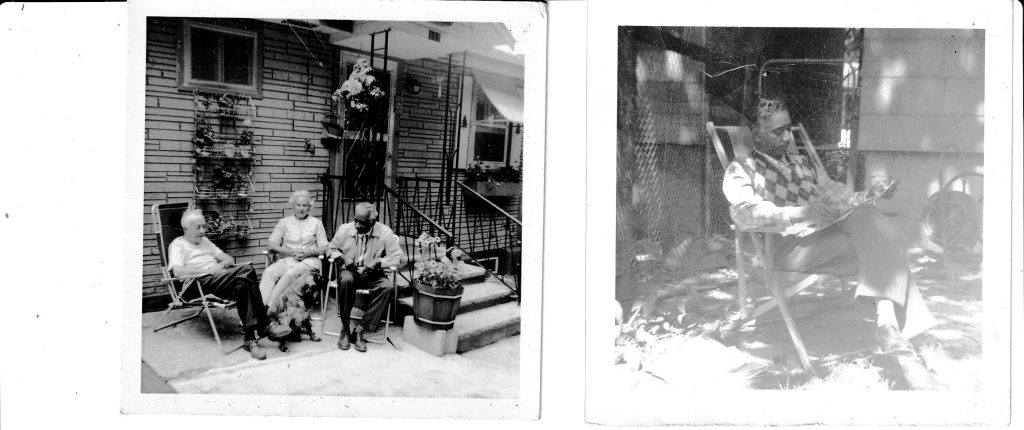 Flood Sydney later years. Left, Sydney (right) with wife Elsie (centre) and friend. Right: Syndey Flood sitting in deckchair. Date unknown. Courtesy of Clyde Flood (grandson), Ottawa Ontario. Flood Sydney later years. Left, Sydney (right) with wife Elsie (centre) and friend. Right: Syndey Flood sitting in deckchair. Date unknown. Courtesy of Clyde Flood (grandson), Ottawa Ontario.